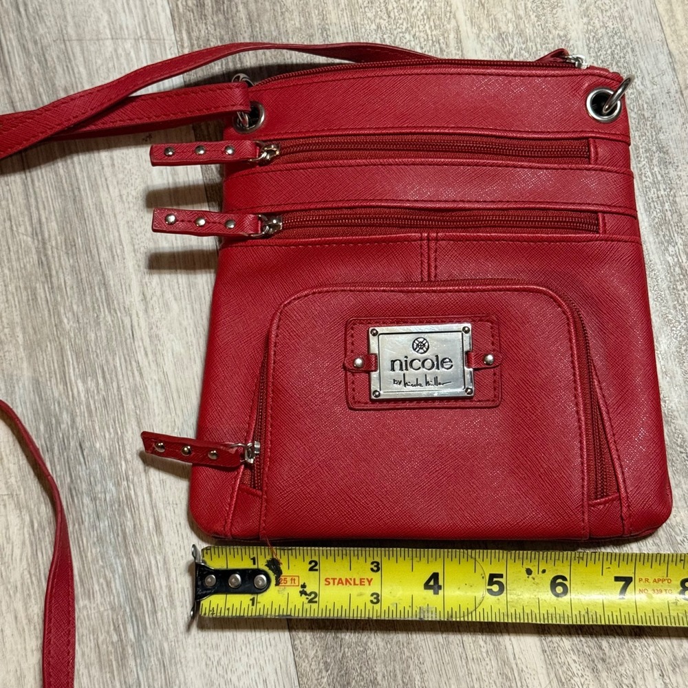 Nicole Lee Red Faux Leather Crossbody Bag Adjustable Strap